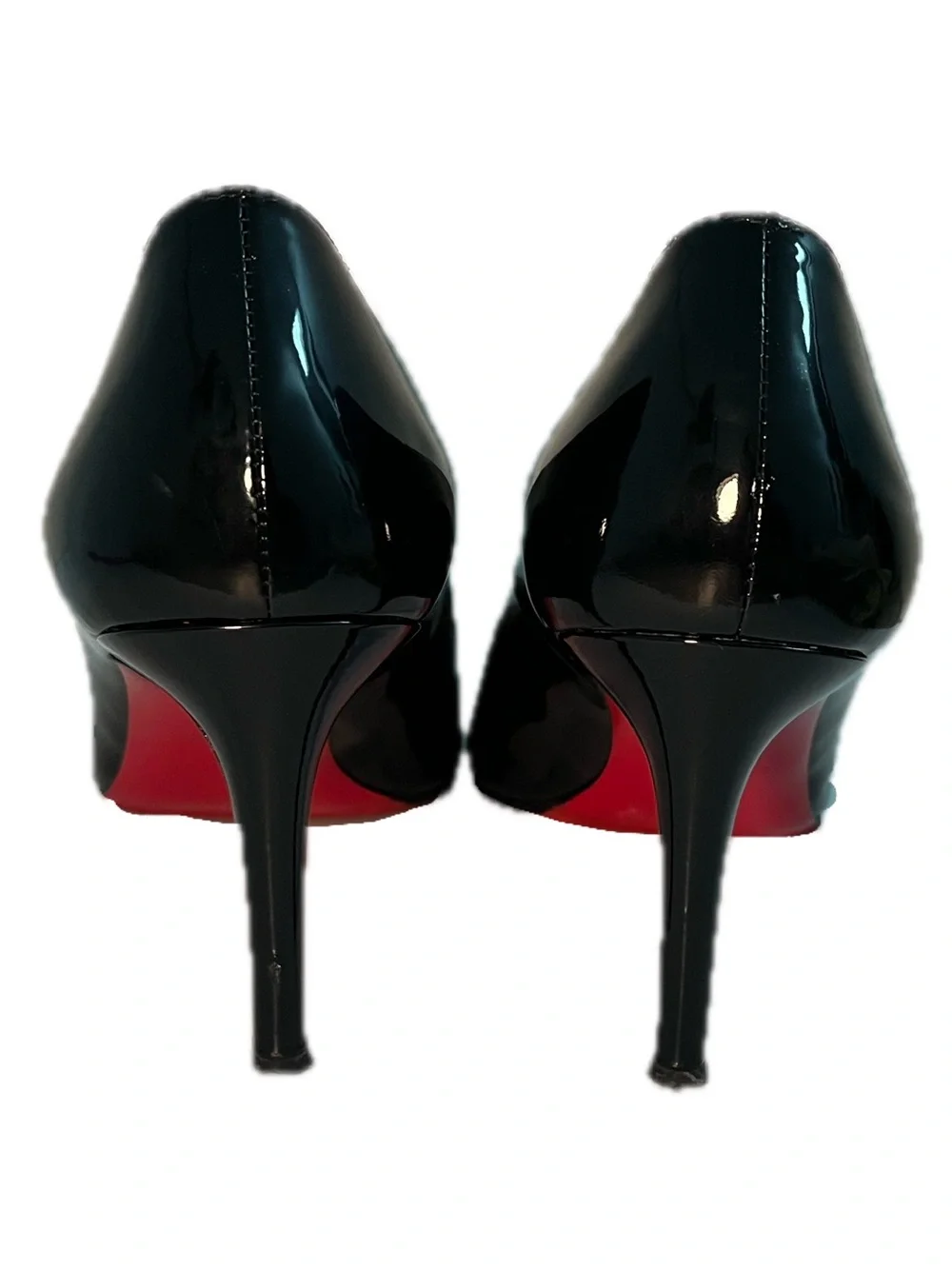 Christian Louboutin Black Patent Leather Round-Toe 3 in Pumps Heels Size 40 1/2
